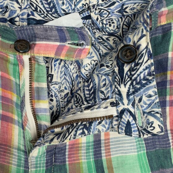 Tommy Bahama Linen Shorts Mens 35 Reversible Plaid & Paisley Floral Multicolor - Picture 6 of 14